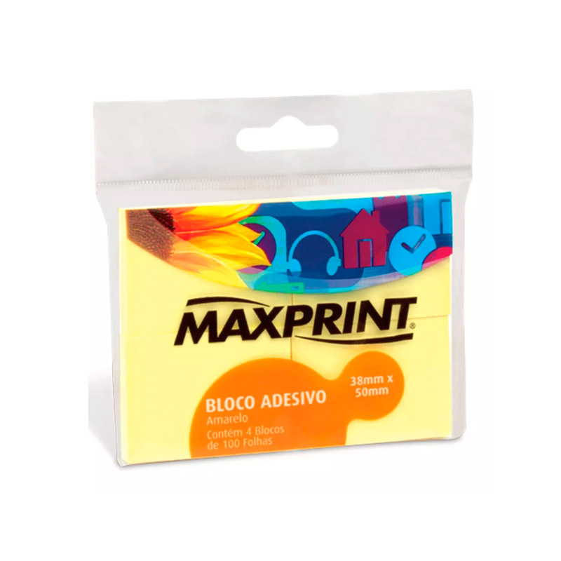 BLOCO ADESIVO 38X50 AMARELO 4X100FLS 74986
