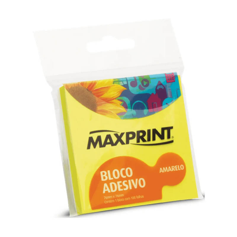 BLOCO ADESIVO 76X76 AMARELO NEON 100F 743344