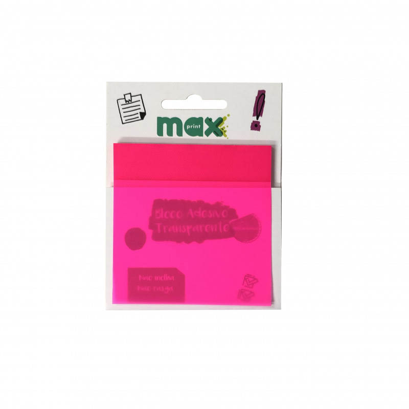 BLOCO ADESIVO TRANSPARENTE 76X76 ROSA 744905