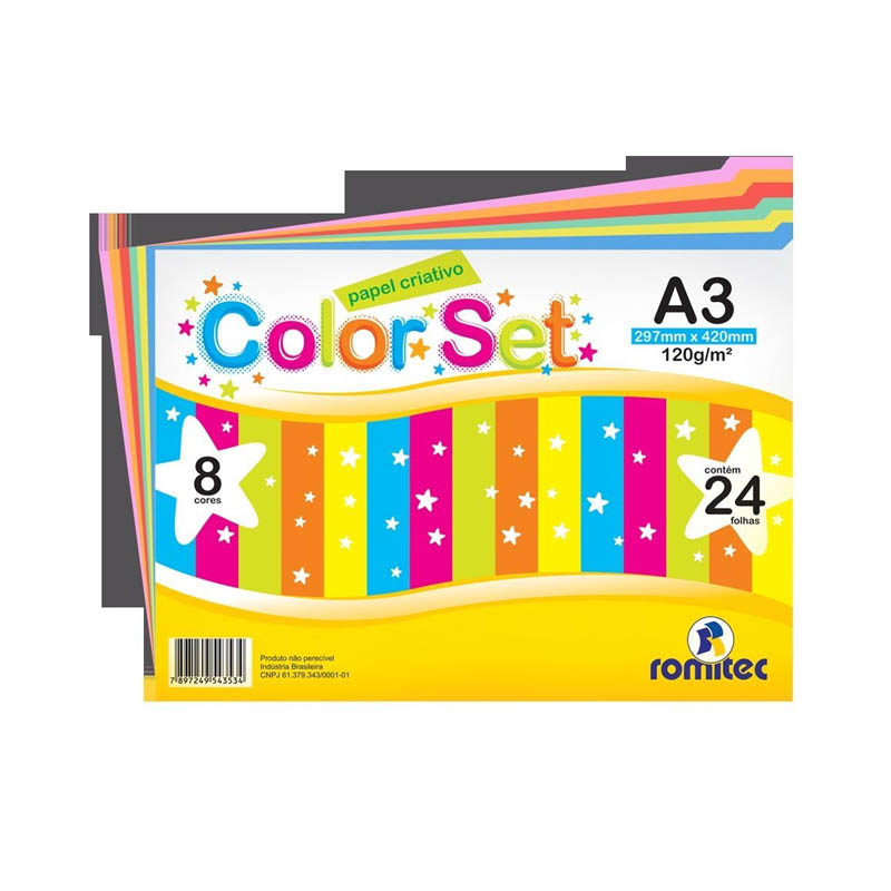 BLOCO COLORIDO 120G 8 CORES A3 24 FOLHAS 4353
