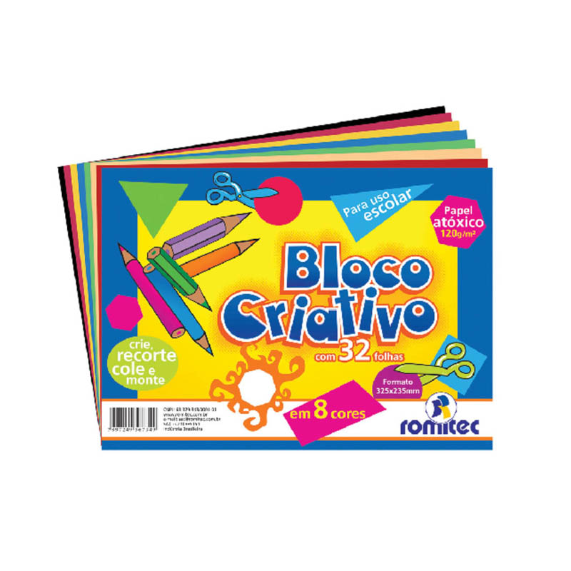 BLOCO CRIATIVO 08 CORES 120GR COM 32 FOLHAS 6734R