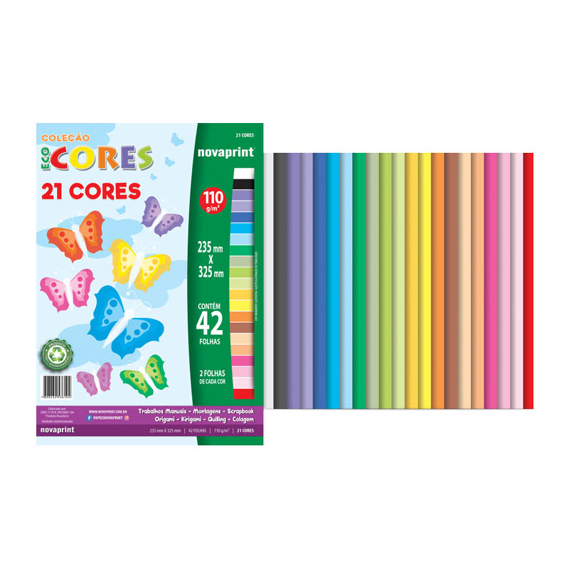 BLOCO ECOCORES A4 21CORES 110G COM 42 FOLHAS