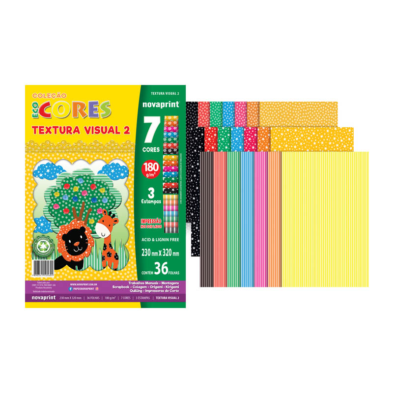 BLOCO ECOCORES TEXTURA VISUAL 2 7 CORES COM 36 FOLHAS