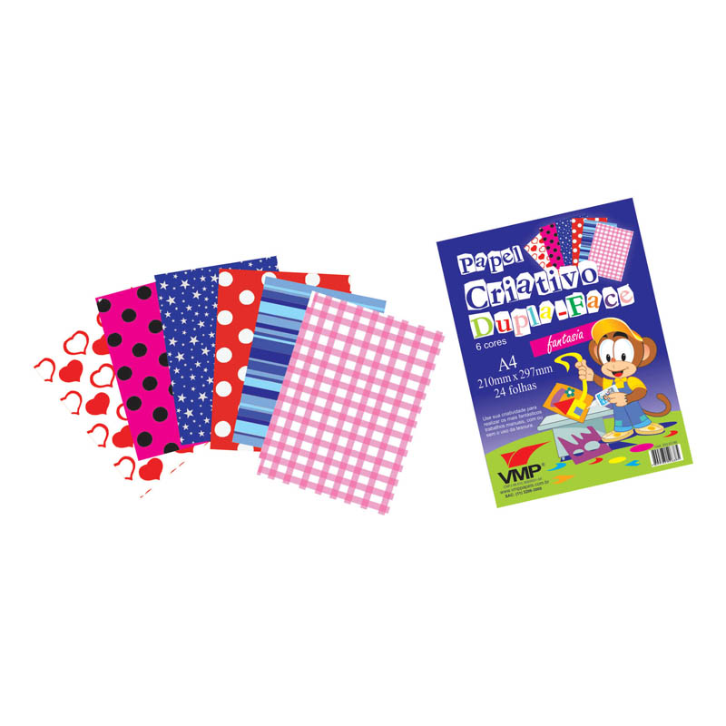 BLOCO ESTAMPADO 6 CORES 120G A4 24 FOLHAS